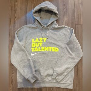 Nike Lazy But Talented Hoodie Gray Fleece Pullover Men’s Large